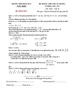 Đề học sinh giỏi Toán 10 năm 2020 – 2021 trường THPT Minh Châu – Hưng Yên