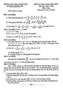 Đề học sinh giỏi Toán 7 năm 2022 – 2023 phòng GD&ĐT Chương Mỹ – Hà Nội