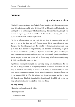 Lý thuyết Chương 7 Thương mại quốc tế : Hệ thống tài chính