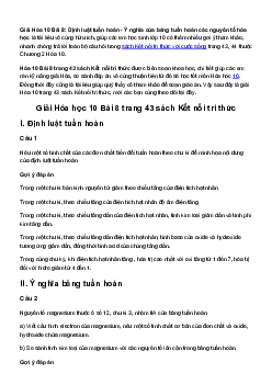 Hóa học 10 Bài 8: Định luật tuần hoàn. Ý nghĩa của bảng tuần hoàn các nguyên tố hóa học - Kết Nối Tri Thức