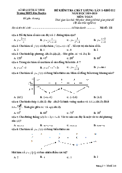 Đề kiểm tra chất lượng Toán 12 lần 1 năm 2019 – 2020 trường Hàn Thuyên – Bắc Ninh