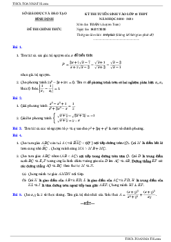 Đề tuyển sinh lớp 10 môn Toán (chuyên) năm 2020 – 2021 sở GD&ĐT Bình Định