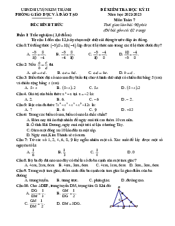 Đề học kỳ 2 Toán 7 năm 2022 – 2023 phòng GD&ĐT Kim Thành – Hải Dương