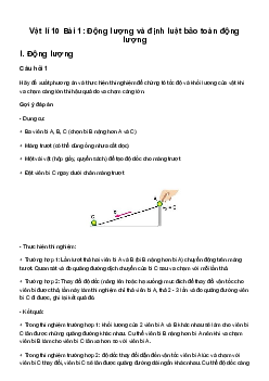 Giải Vật lí 10 Bài 1: Động lượng và định luật bảo toàn động lượng | Cánh diều