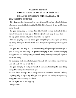 Sinh học 12 bài 24: Các bằng chứng tiến hoá