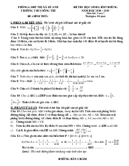 Đề học sinh giỏi Toán 7 cấp trường năm 2018 – 2019 trường THCS Sông Trí – Hà Tĩnh
