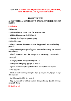 Vấn đề 1: Các tội xâm phạm đến tính mạng, sức khỏe, nhân phẩm và danh dự của con người học phần Luật hình sự