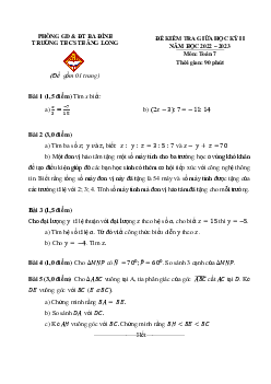 Đề giữa học kỳ 2 Toán 7 năm 2022 – 2023 trường THCS Thăng Long – Hà Nội