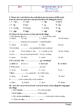 TOP 10 đề thi học kỳ 2 môn Tiếng Anh lớp 6 (có đáp án)