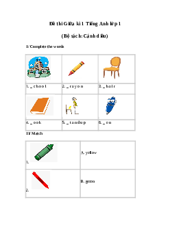 Đề thi giữa kì học kì 1 môn Tiếng Anh lớp 1 | Cánh diều