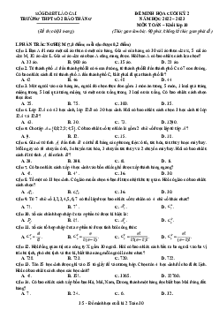 Đề minh họa cuối kỳ 2 Toán 10 năm 2022 – 2023 trường THPT Bảo Thắng 2 – Lào Cai