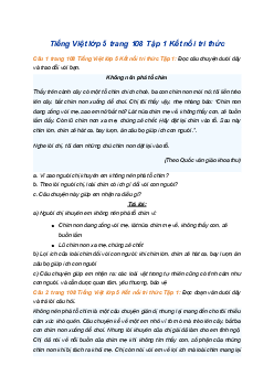 Giải SGK Tiếng Việt 5 trang 108 Bài 21: Viết: Tìm hiểu cách viết đoạn văn thể hiện tình cảm; cảm xúc về một câu chuyện - Kết nối tri thức (Tập 1)