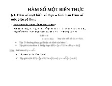 Lý thuyết bài 1: Hàm số một biến thực | Môn toán cao cấp