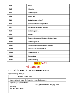 Tài liệu ôn tập học phần Tiếng anh cơ bản