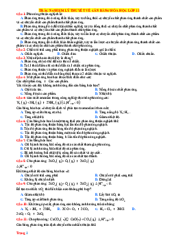 Trắc nghiệm lý thuyết về cân bằng Hóa học lớp 11 (Có đáp án)