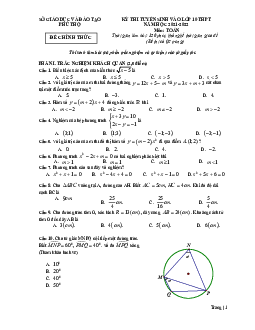 Đề thi tuyển sinh vào lớp 10 môn Toán năm 2021 – 2022 sở GD&ĐT Phú Thọ