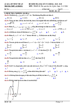 Đề thi học kỳ 1 Toán 12 năm học 2018 – 2019 trường THPT An Phước – Ninh Thuận