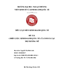 Mẫu tiểu luận học phần Kinh doanh quốc tế | Trường Đại học Ngoại Thương