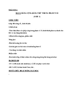 Bài 12 Giáo án buổi 2 Toán 1 | Kết nối tri thức với cuộc sống (HK1)