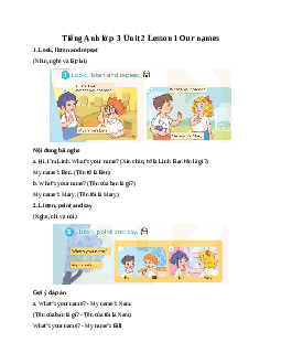Tiếng Anh lớp 3 Global Success Unit 2 Lesson 1 Our names