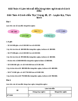 Giải Toán lớp 4 Bài 10: Làm tròn số đến hàng trăm nghìn  Cánh diều