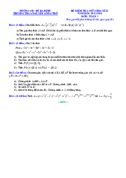 Đề kiểm tra giữa học kì 2 Toán 7 năm 2017 – 2018 trường THCS Nguyễn Công Trứ – Hà Nội