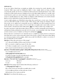 PASSAGE 24_Theme 6. Health and Lifestyles (Sức khỏe và lối sống)