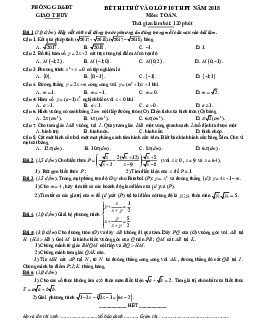 Đề thi thử vào lớp 10 môn Toán THPT năm 2018 phòng GD và ĐT Giao Thủy – Nam Định