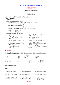 Đề cương ôn tập giữa học kỳ I môn toán 9 năm học 2022-2023 Phần A: Đại số