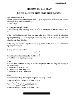 Lý thuyết và bài tập chương 3 môn Xác suất và thống kê