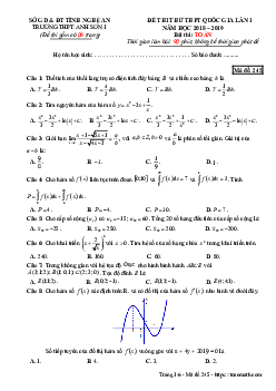 Đề thi thử Toán THPT Quốc gia 2019 lần 1 trường Anh Sơn 1 – Nghệ An