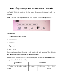 Soạn Tiếng Anh 6 Unit 1 Preview SGK Cánh Diều