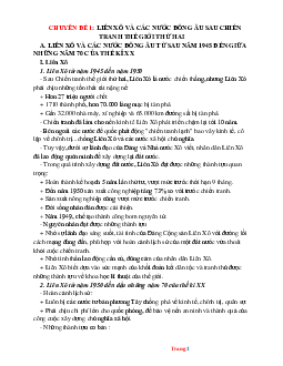 Chuyên Đề Bồi Dưỡng HSG Lịch Sử 9: Liên Xô Và Các Nước Đông Âu Sau Chiến Tranh Thế Giới Thứ Hai