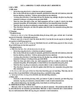 Bài 4: Ammonia và một số hợp chất ammonium | Giáo án Hóa 11 Chân trời sáng tạo