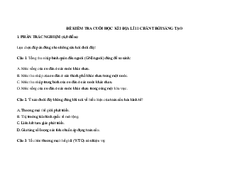 Đề thi giữa học kì 1 môn Địa lí 11 năm 2023 - 2024 sách Chân trời sáng tạo