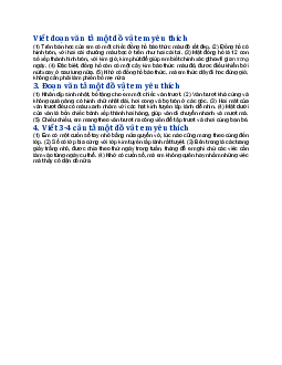 Viết đoạn văn tả một đồ vật em yêu thích - Tập làm văn lớp 3 Kết nối tri thức