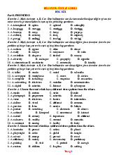 Đề Cương Ôn Tập Cuối Kỳ 1 Tiếng Anh 12 Năm Học 2025-2026 Có Đáp Án
