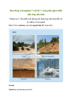 Giải Hoạt động trải nghiệm 7: Góp phần giảm thiểu hiệu ứng nhà kính | Chân trời sáng tạo