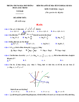 Đề giữa kì 2 Toán 11 năm 2023 – 2024 trường THPT Phan Châu Trinh – Đà Nẵng