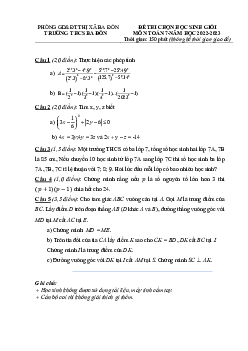 Đề học sinh giỏi Toán 7 năm 2022 – 2023 trường THCS Ba Đồn – Quảng Bình