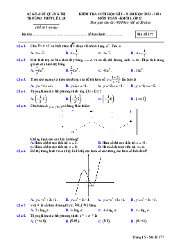 Đề cuối học kì 1 Toán 12 năm 2023 – 2024 trường THPT Lê Lợi – Quảng Trị
