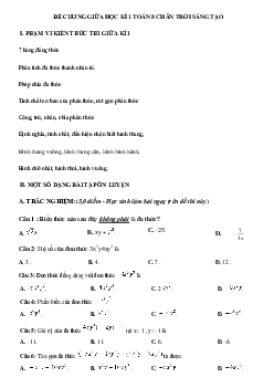 Đề cương ôn tập giữa kì 1 môn Toán 8 năm 2023 - 2024 CTST