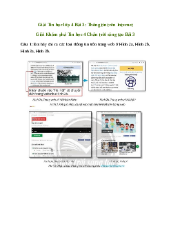 Giải Tin học lớp 4 Bài 3: Thông tin trên Internet | Chân trời sáng tạo