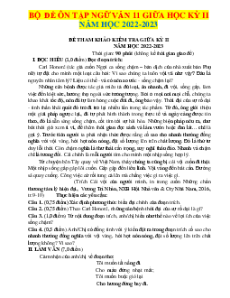 Bộ đề ôn tập giữa HK2 Ngữ văn 11 năm 2022-2023 ( có đáp án )