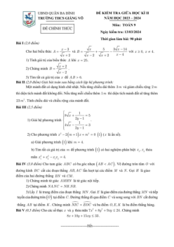 Đề thi giữa học kì 2 Toán 9 năm 2023 – 2024 trường THCS Giảng Võ – Hà Nội