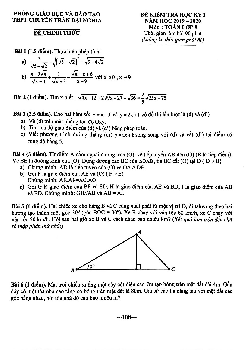 Đề thi học kỳ 1 Toán 9 năm 2019 – 2020 trường chuyên Trần Đại Nghĩa – TP HCM
