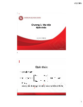 Chương 1: Ma trận Định thức | Môn đại số tuyến tính