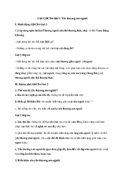 Giải GDCD 6 Bài 2: Yêu thương con người | Cánh diều