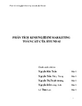 Phân Tích Chiến Lược Marketing Toàn Cầu Của Hyundai - MKT101 Môn: Quản trị kênh phân phối | Trường: Học Viện nông nghiệp Việt Nam