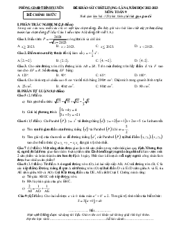 Đề khảo sát Toán 9 lần 4 năm 2022 – 2023 phòng GD&ĐT Bình Xuyên – Vĩnh Phúc